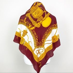 Equestrian Scarf Oxblood & Gold Accents